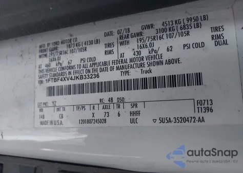 2018 Ford Transit-350 from USA, damaged, VIN 1FTBF4XV4JKB33236